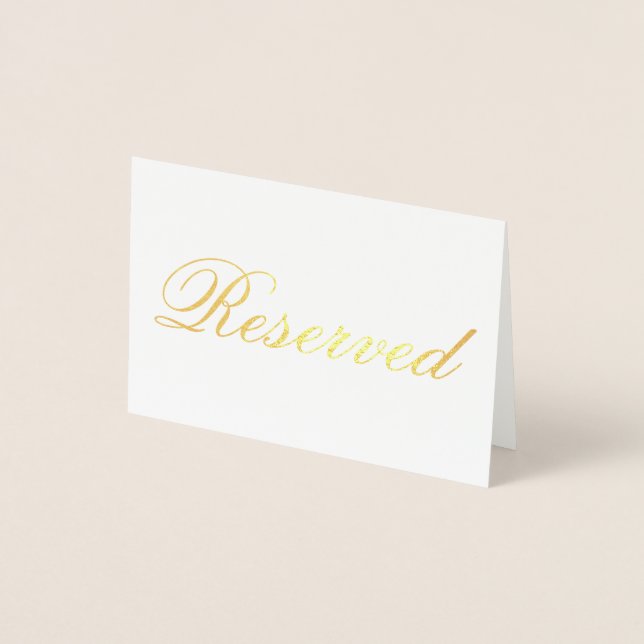 Elegant Reserved Gold Foil Table Card (Front)