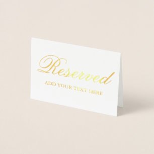 Elegant Reserved Gold Foil Table Card - Add Text