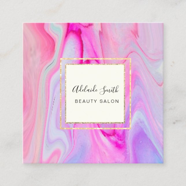 elegant resin art square business card (Front)