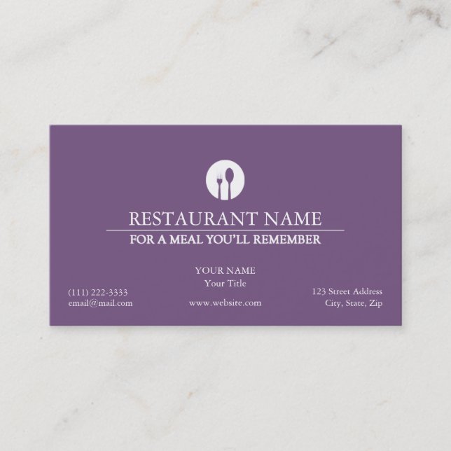 Elegant Restaurant Business Card (Front)