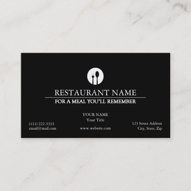 Elegant Restaurant Business Card (Front)