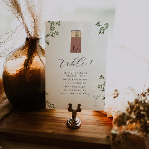Elegant Restaurant Matchbook Illustration Wedding Table Number