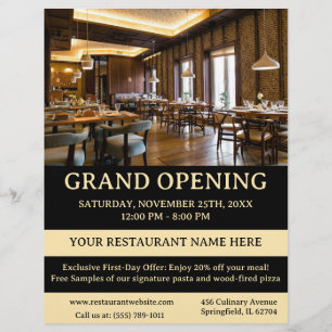 Elegant Restaurant or Cafe Grand Opening  Flyer