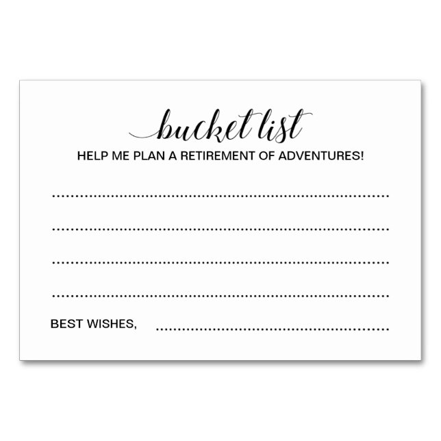 Elegant Retirement Party Bucket List Idea Cards (Front)