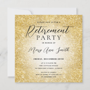 Elegant Retirement Party Glam Gold Glitter