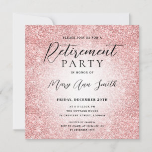 Elegant Retirement Party Glam Rose Gold Glitter