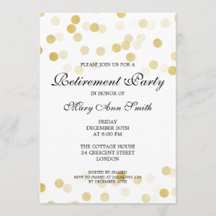 Elegant Retirement Party Gold Foil Glitter Lights Invitation