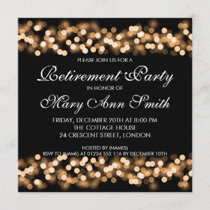 Elegant Retirement Party Gold Hollywood Glam Invitation
