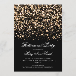 Elegant Retirement Party Gold Midnight Glam Invitation