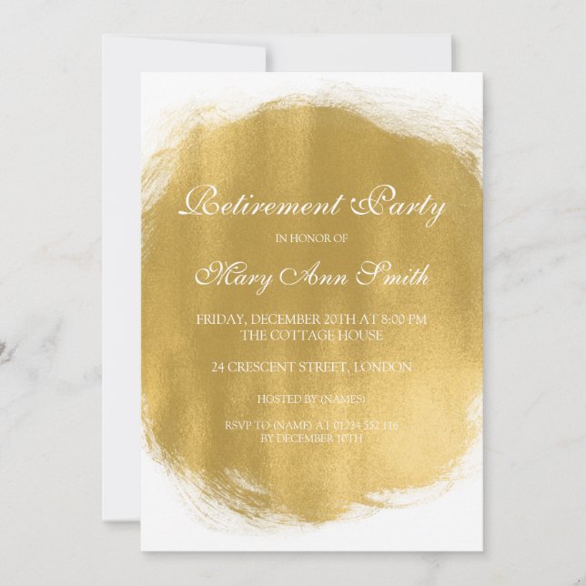 Elegant Retirement Party Gold Paint Look Invitation (Front)