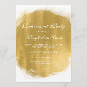 Elegant Retirement Party Gold Paint Look Invitation