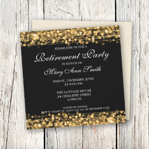 Elegant Retirement Party Gold Sparkles Invitation