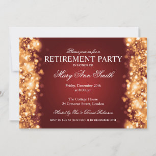 Elegant Retirement Party Gold Sparkling Lights Invitation