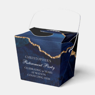 Elegant Retirement Party Navy Blue Gold Fortune  Favour Box