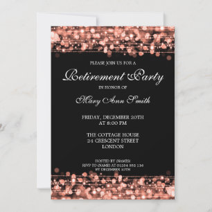 Elegant Retirement Party Rose Gold Sparkles Invitation