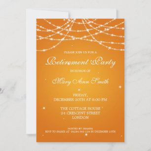 Elegant Retirement Party String of Stars Orange Invitation