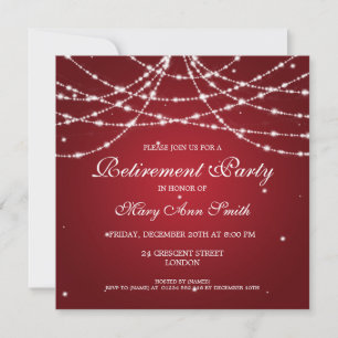 Elegant Retirement Party String of Stars Red Invitation