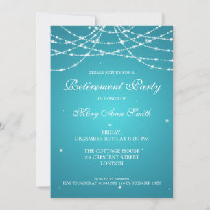 Elegant Retirement Party String of Stars Turquoise Invitation