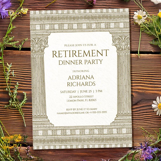 Elegant retirement Party with columns Invitation (Creator Uploaded)