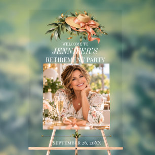 Elegant Retirement Photo Welcome Celebration Sign