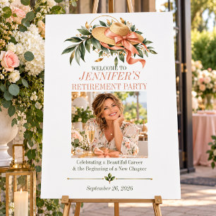 Elegant  Retirement Photo Welcome Celebration Sign