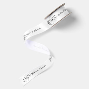 Elegant Retro-AND- Custom Names and Monograms Satin Ribbon