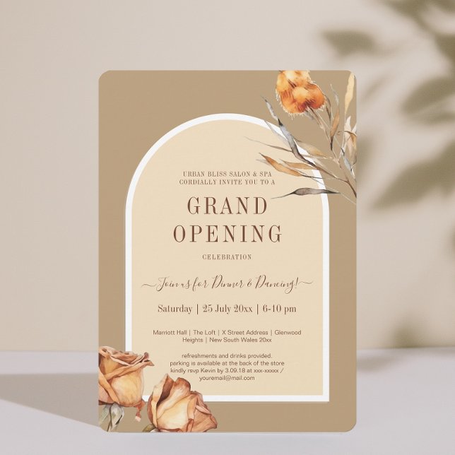 Elegant Retro Arch Flower Business Grand Opening Invitation (Elegant Retro Arch Flower Business Grand Opening Invitation)
