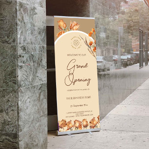 Elegant Retro Arch Flower Business Grand Opening Retractable Banner