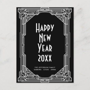 Elegant retro art deco Happy New Year Postcard