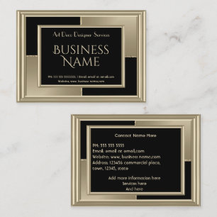 Elegant Retro Art Deco Sepia Beige Black  Business Card