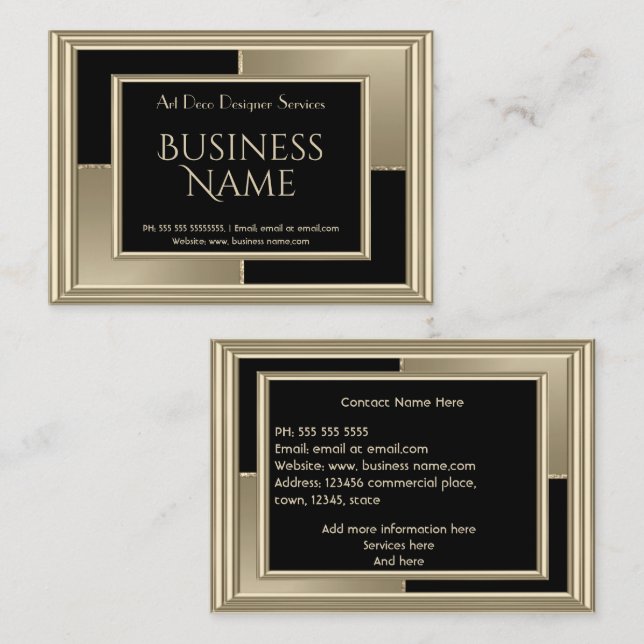 Elegant Retro Art Deco Sepia Beige Black  Business Card (Front/Back)