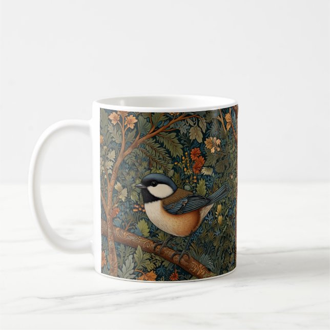 Elegant Retro Art Nouveau woodland bird Coffee Mug (Left)