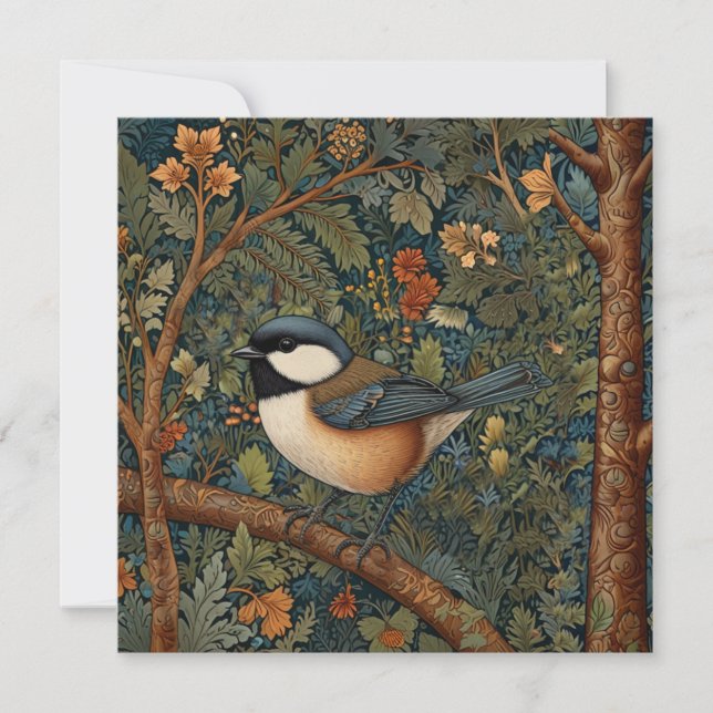 Elegant Retro Art Nouveau woodland bird Invitation (Front)