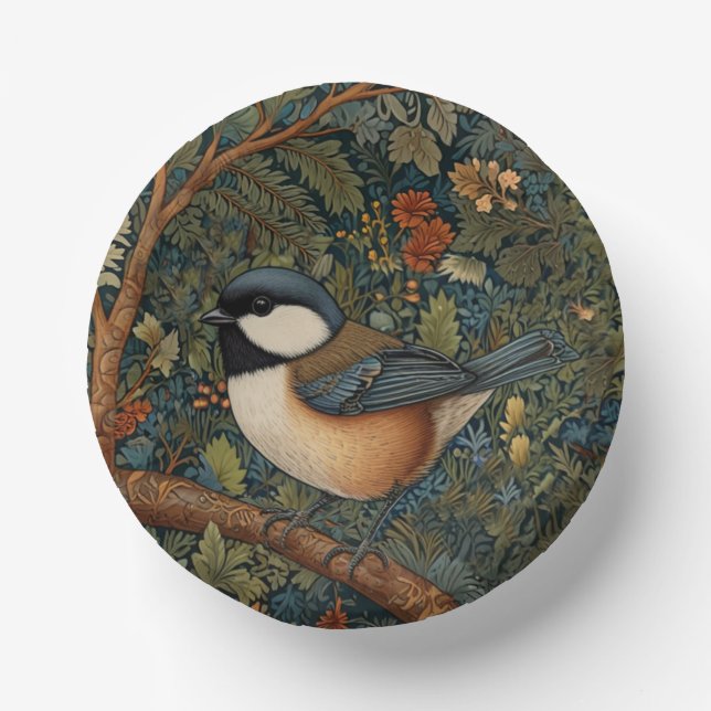 Elegant Retro Art Nouveau woodland bird Paper Plate (Front)