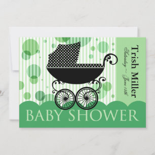 Elegant Retro Baby Carriage - Baby Shower Party Invitation