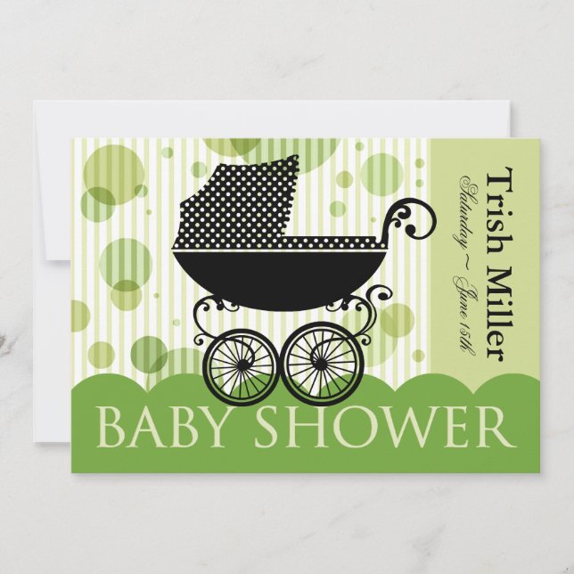Elegant Retro Baby Carriage - Baby Shower Party Invitation (Front)
