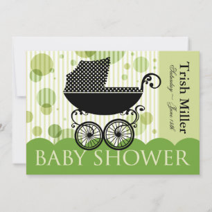 Elegant Retro Baby Carriage - Baby Shower Party Invitation