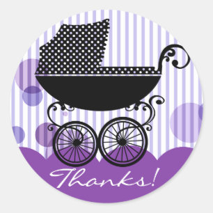 Elegant Retro Baby Carriage - Baby Shower Sticker