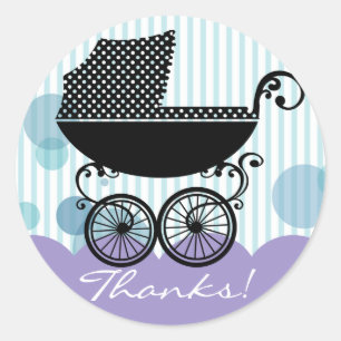 Elegant Retro Baby Carriage - Baby Shower Sticker
