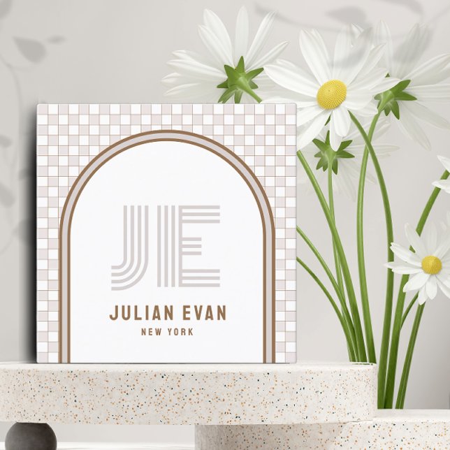 Elegant Retro Beige Monogram Business Card (Creator Uploaded)