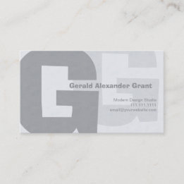 Elegant Retro Big Blue Grey G Business Card