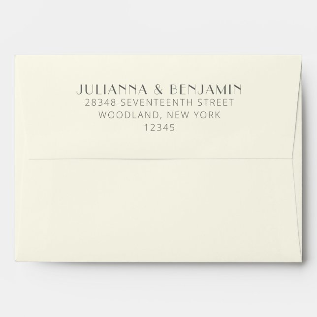 Elegant Retro Black and White Line Art Wedding  Envelope (Back (Top Flap))