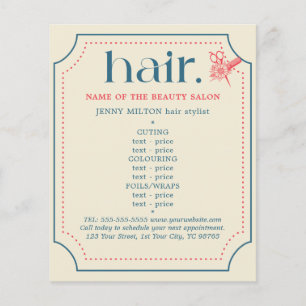 Elegant Retro Blue Golden Scissors Hair Menu