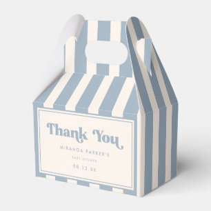Elegant Retro Blue Stripes Baby Shower Thanks Favour Box