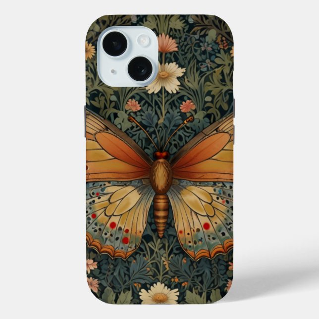 Elegant retro boho butterfly botanical greenery Case-Mate iPhone case (Back)