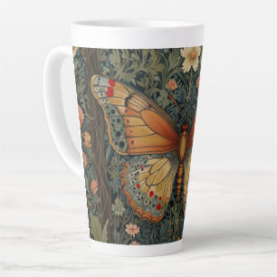 Elegant retro boho butterfly botanical greenery latte mug