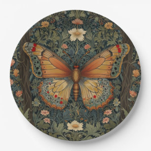Elegant retro boho butterfly botanical greenery paper plate