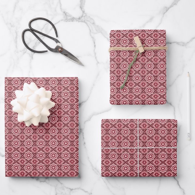 Elegant Retro Boho Floral Pattern  Wrapping Paper Sheet (Front)