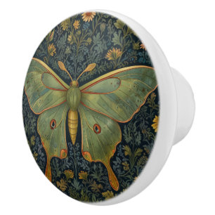 Elegant retro boho Luna moth botanical  Ceramic Knob