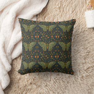 Elegant retro boho Luna moth botanical Cushion